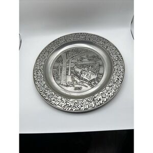 WILTON Armetale 1979 CHRISTMAS Plate - Vintage Holiday Winter RWP PEWTER